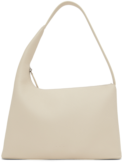 Aesther Ekme Lune Zip Grain Calf Leather Shoulder Bag In Off White