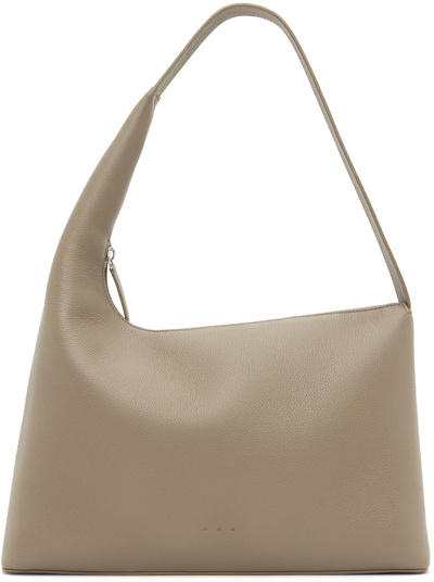 Aesther Ekme Lune Zip Grain Calf Leather Shoulder Bag In Taupe