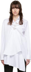Kimhēkim ‘venus' Pearlescent Button Wrap Front Shirt In White