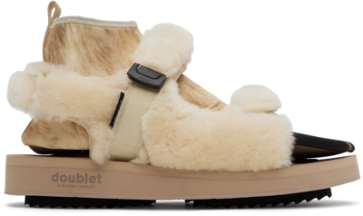 Doublet Off-white Suicoke Edition Animal Foot Layered Sandals In Ivory