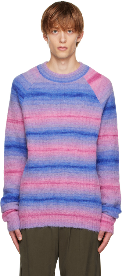 Agr Pink & Blue Raglan Sweater In Blue/pink