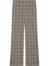 Gucci Wool And Linen Trousers With Prince Of Wales Motif In Grau