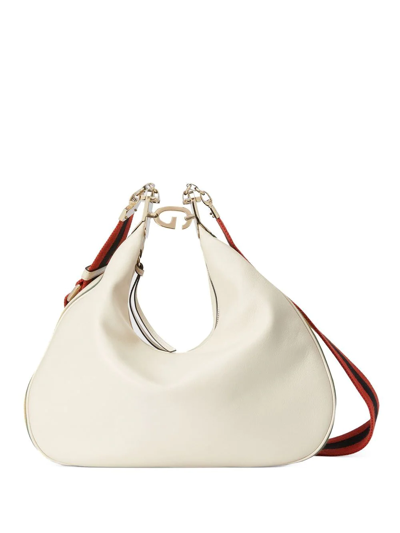 Gucci Attache Logo Plaque Small Shoulder Bag In White