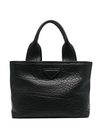 Prada Logo Patch Tote Bag In Schwarz