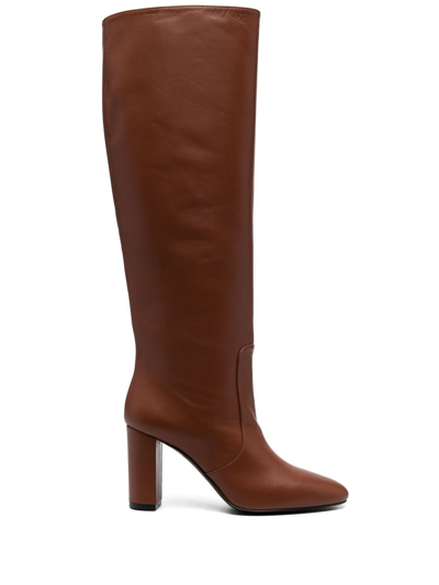 Via Roma 15 Calf-length 100mm Leather Boots In Red