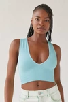 Out From Under Hailey Seamless Plunge Bra Top In Light Blue