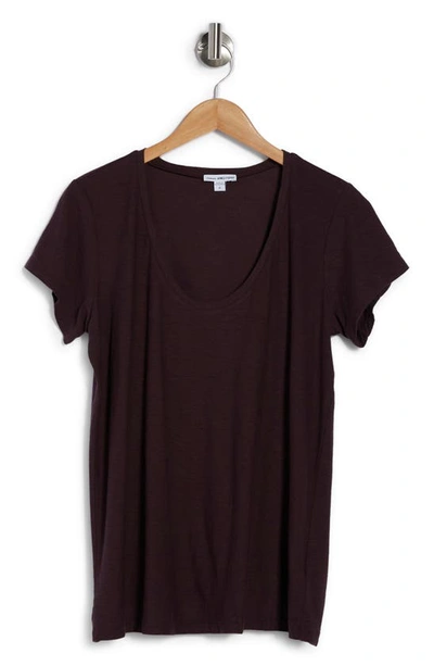 James Perse Deep V-neck T-shirt In Eggplant