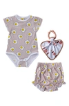 Earth Baby Outfitters Bodysuit, Bloomers & Teether Toy Set In Purple
