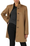 Fleurette Dawn Stand Collar Wool Car Coat In Vicuna