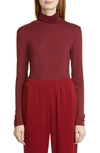 Max Mara Jersey Turtleneck Top In Ruby