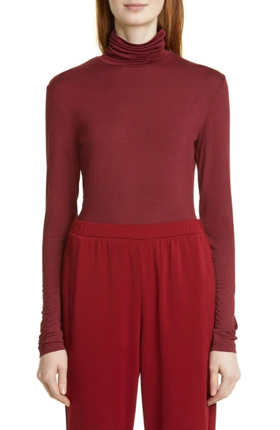Max Mara Jersey Turtleneck Top In Ruby