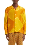 Bode Silk Lehariya Shirt In Orange Multi