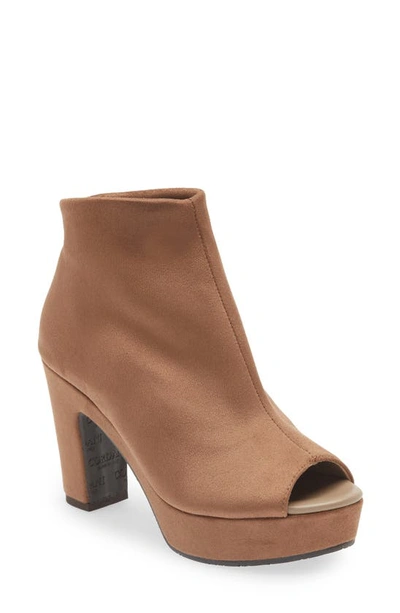 Cordani Tyra Peep Toe Platform Bootie In Natural Stretch Suede