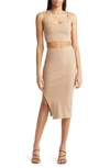 Lulus Set For Life Tan Ribbed Bodycon Two-piece Dress