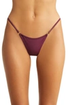 House Of Cb Ravello High-leg High-rise Bikini Bottoms In Prune