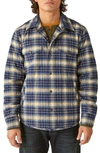 Lucky Brand Plaid Quilted Flannel Shirt Jacket In Navy Plaid