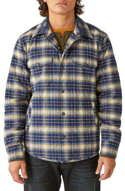 Lucky Brand Plaid Quilted Flannel Shirt Jacket In Blue