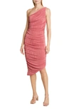 Likely Harley One-shoulder Asymmetric Midi Dress In Rose