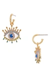 Kurt Geiger Evil Eye Huggie Drop Earrings In Blue Multi