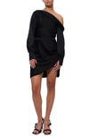 Simkhai Cameron Gathered One-shoulder Mini Dress In Black