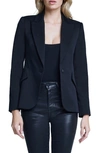 L Agence Chamberlain Peak Lapel Cotton Blazer In Black Black