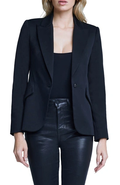 L Agence Chamberlain Cotton-blend Bouclé-tweed Blazer In Black/black