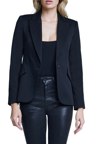 L Agence Chamberlain Peak Lapel Cotton Blazer In Black Black