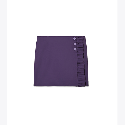 Tory Sport Tory Burch Tech Twill Ruffle Skort In Eggplant