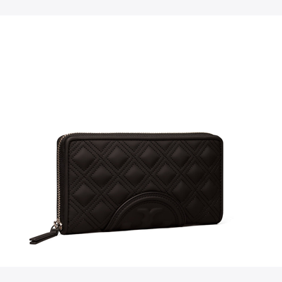 Tory Burch Fleming Soft Matte Zip Continental Wallet In Black