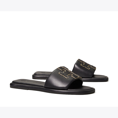 TORY BURCH DOUBLE T BURCH SLIDE, WIDE