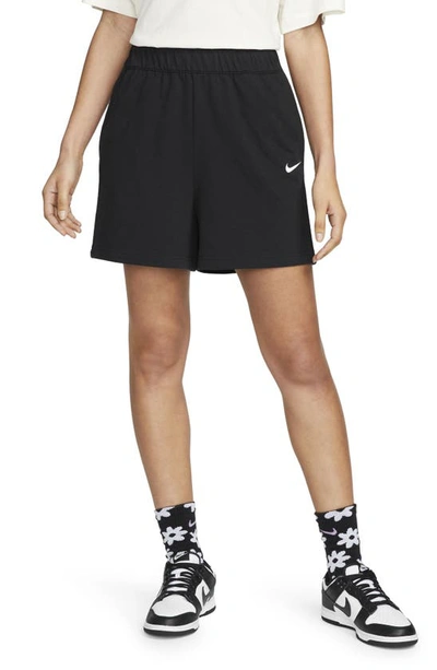 Nike Sportswear Cotton Jersey Shorts In Black/ White