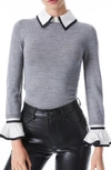Alice And Olivia 'justina' Crewneck Long Sleeve Knitted Sweater In Grey