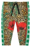 DOLCE & GABBANA KIDS' LEOPARD FLORAL PRINT COTTON JOGGERS