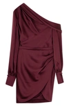 Jonathan Simkhai Cameron Gathered One-shoulder Mini Dress In Mulberry