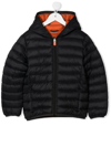 Save The Duck Teen Logo-patch Hooded Puffer Jacket In Black