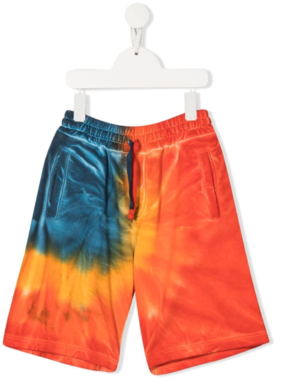 Dolce & Gabbana Kids' Tie Dye-print Cotton Shorts In Orange