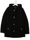 WOOLRICH HOODED BUTTON-UP LONG-SLEEVE COAT