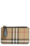 Burberry Kelbrook Check Canvas & Leather Card Case With Key Ring In A.beige/ Black