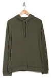 90 Degree By Reflex Terry Pullover Drawstring Hoodie In Night Sage