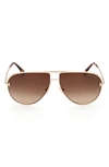 Tom Ford Theo 60mm Gradient Pilot Sunglasses In Shiny Rose Gold / Grad Brown