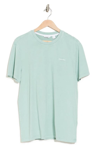 Calvin Klein Short Sleeve Garment Washed T-shirt In Granite Green