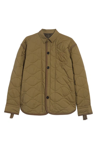Sacai Quilted Cotton Blend Shirt Jacket In Green