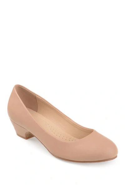 Journee Collection Women's Saar Round Toe Kitten Heel Pumps In Nude