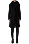 Akris Punto Stand Collar Wool Blend Fleece Coat In Black