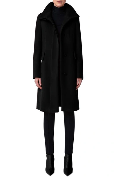 Akris Punto Stand Collar Wool Blend Fleece Coat In 009 Black