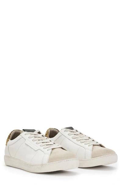 Allsaints Low Top Leather Trainer In White Leopard