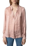 Zadig & Voltaire Gathered-detail Long-sleeve Blouse In Blush