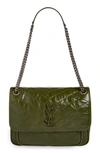 Saint Laurent Medium Niki Matelassé Leather Shoulder Bag In Green