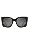 Maui Jim Pakalana 53mm Polarized Plus2® Cat Eye Sunglasses In Black With Tortoise Interior