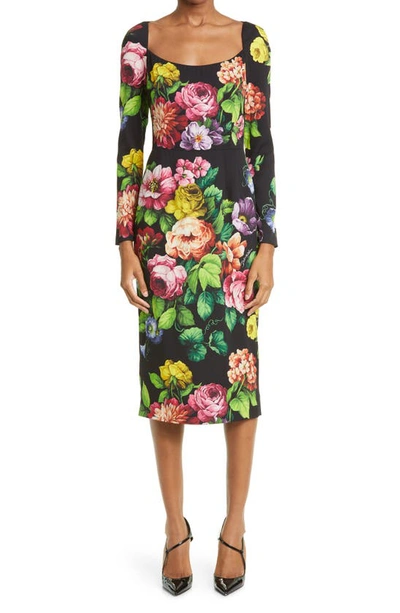 chinese dress ladies Dolce & Gabbana Blue Floral Print Tiered Long Maxi Dress main image 0